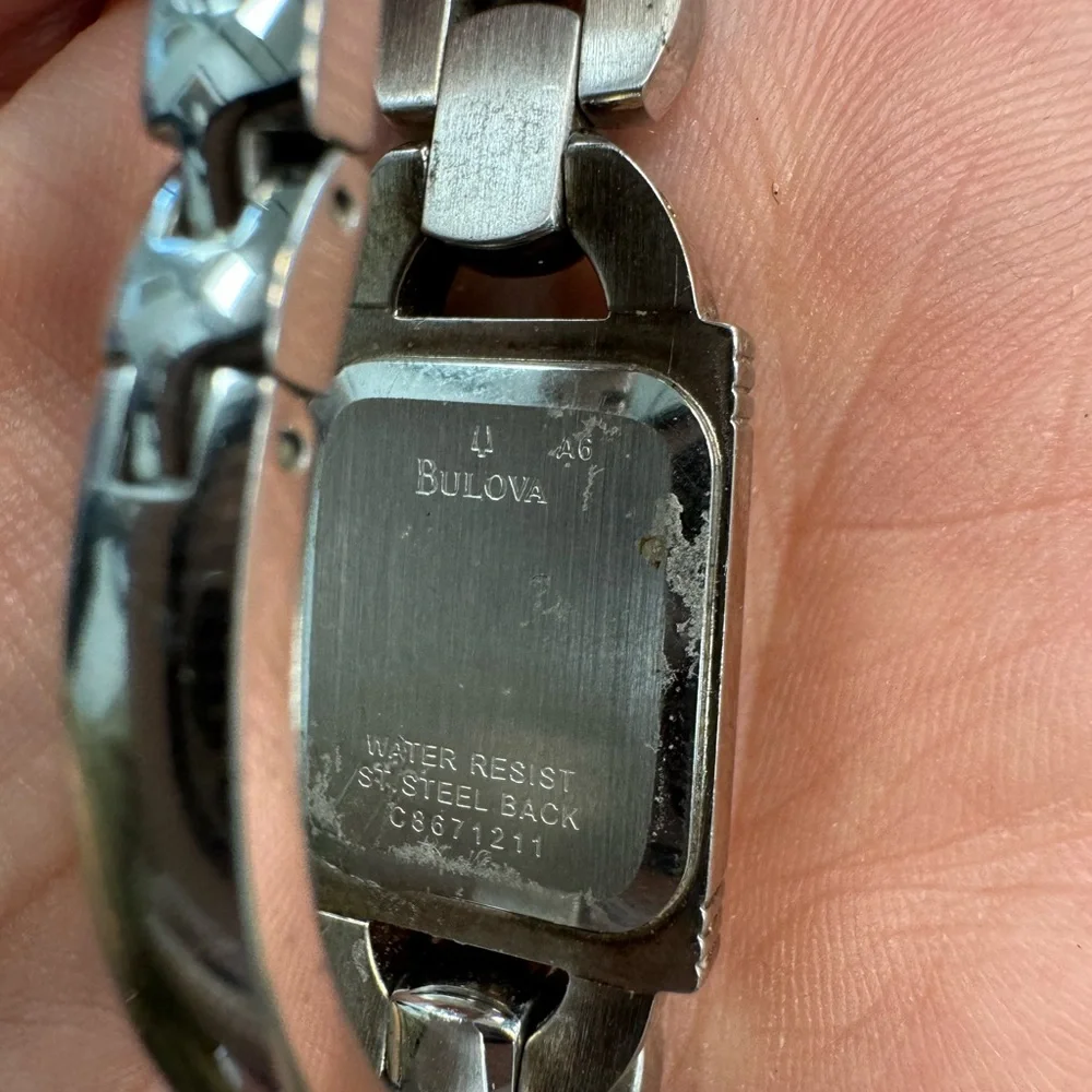 Women's 17mm Silver Tone Bulova rectangle wrist watch